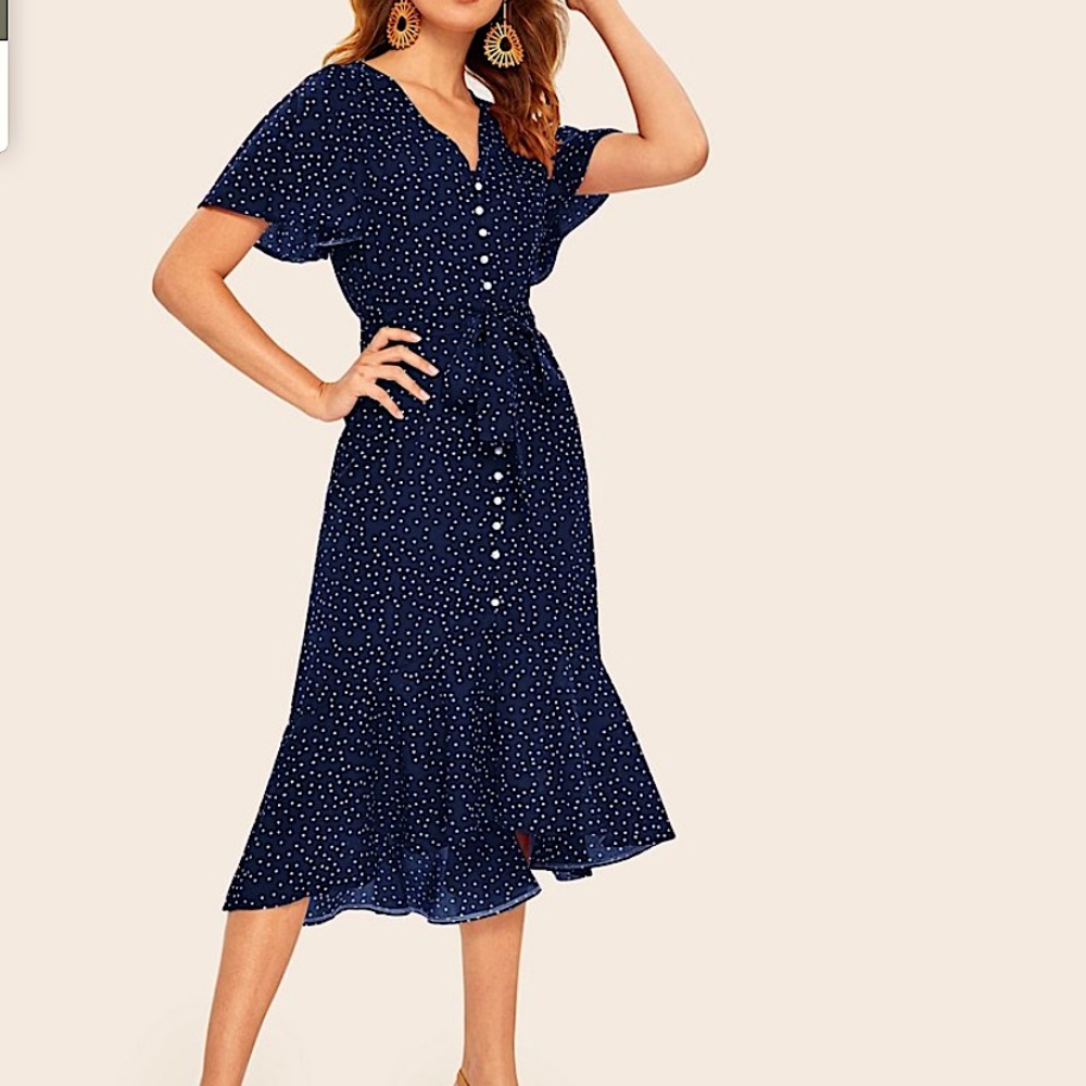 polka dot tea dress midi